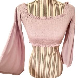 Sadie & Sage pale purple crop top with flowing long bell sleeves size small